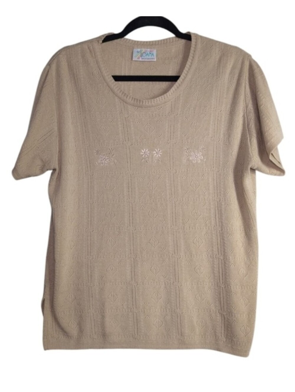Vintage Beige Short Sleeve Knit Top - Picture 4 of 4